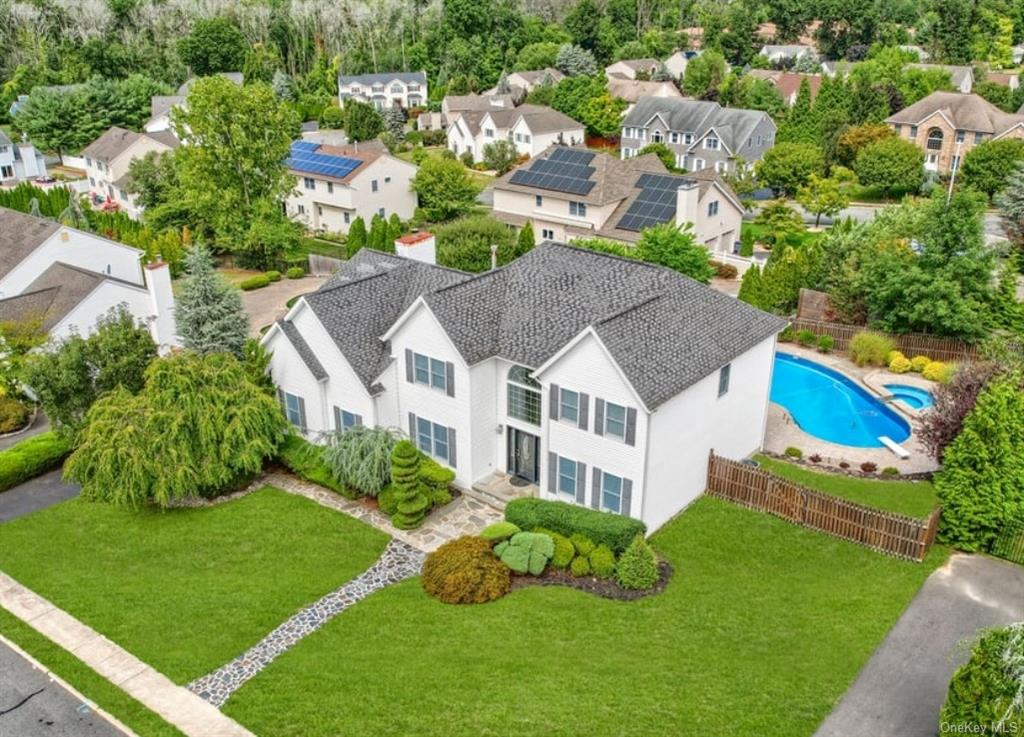 an aerial view of a house