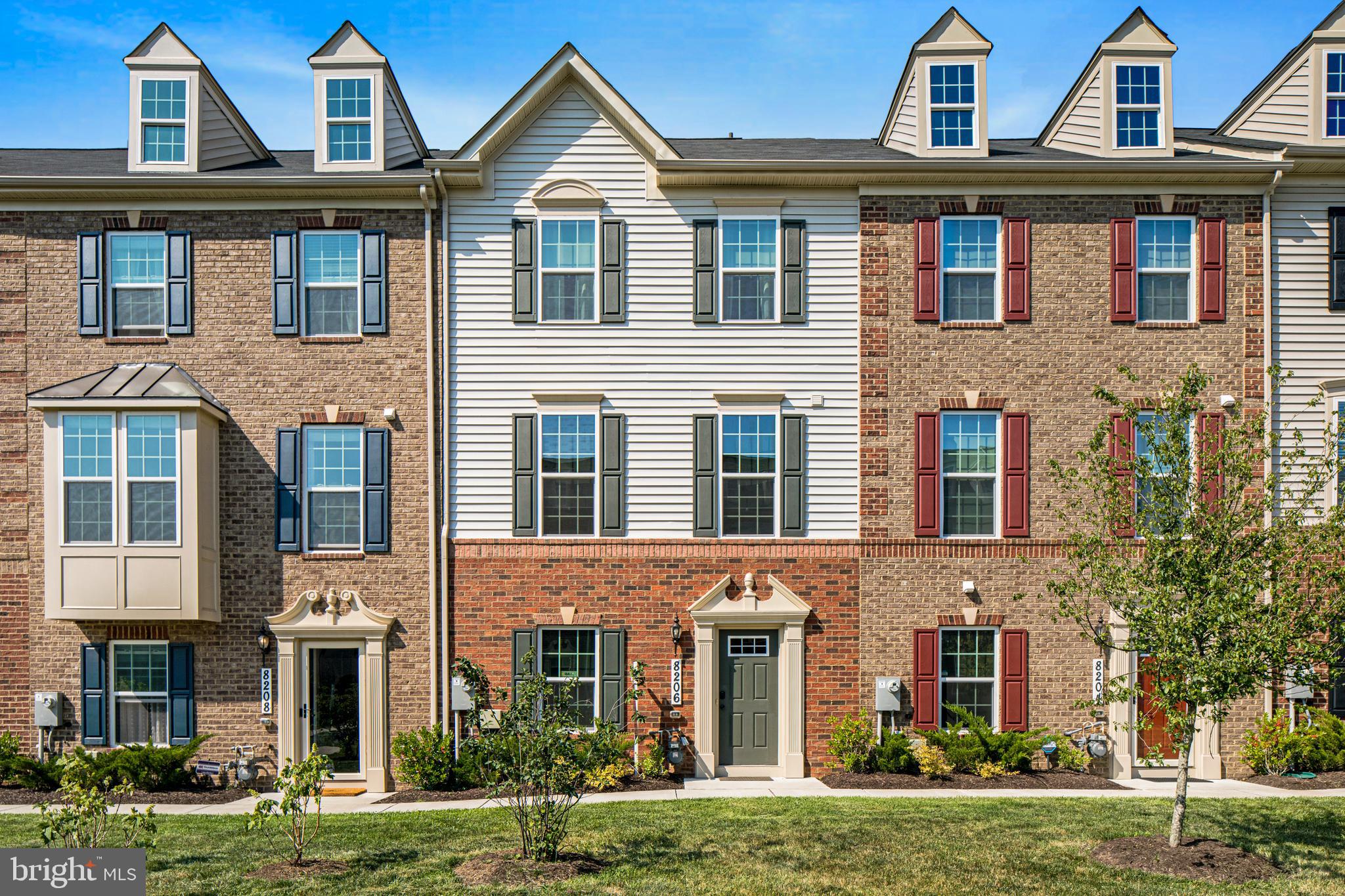 a front view of residential houses