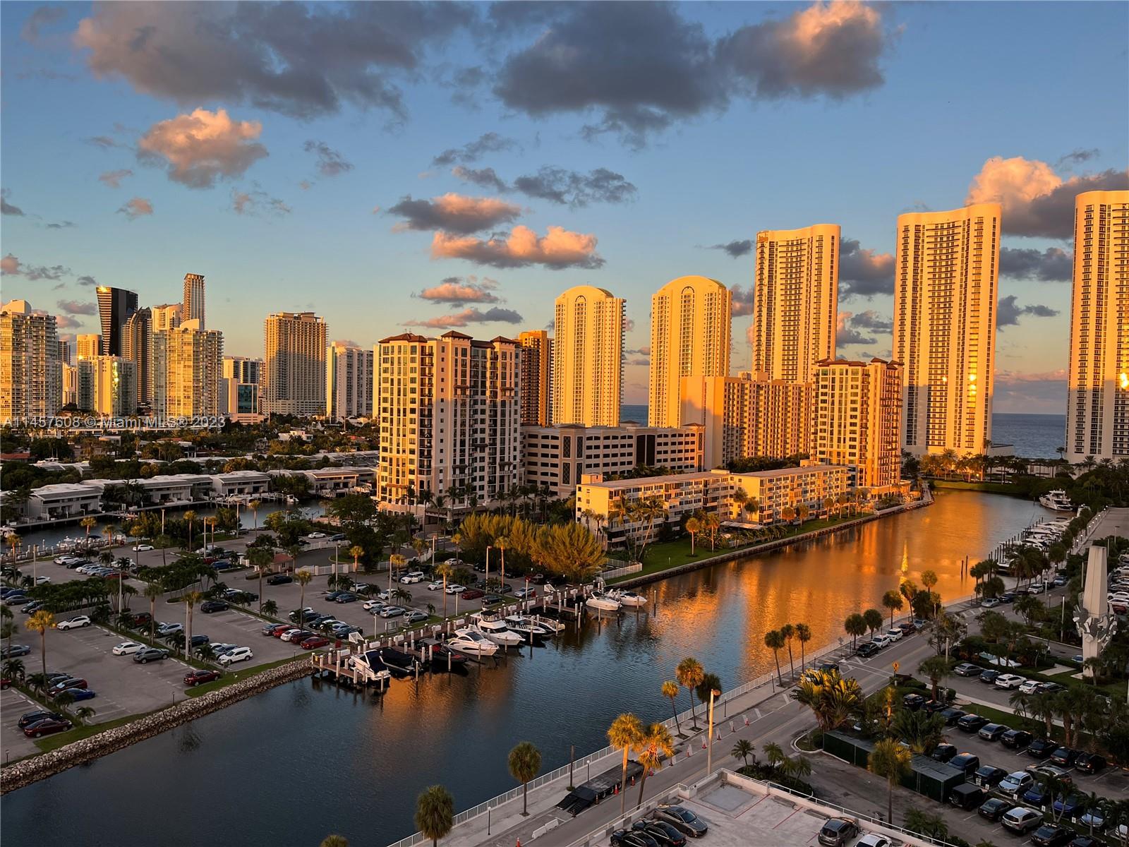 a view of a city with tall buildings