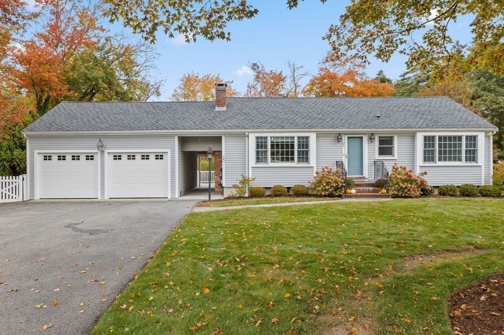 front view of a house with a yard