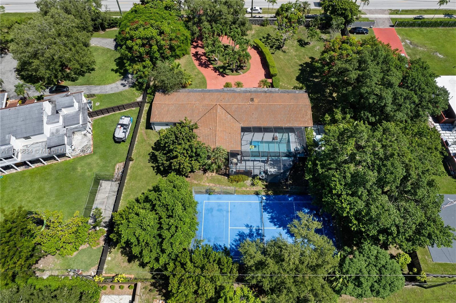 an aerial view of a house