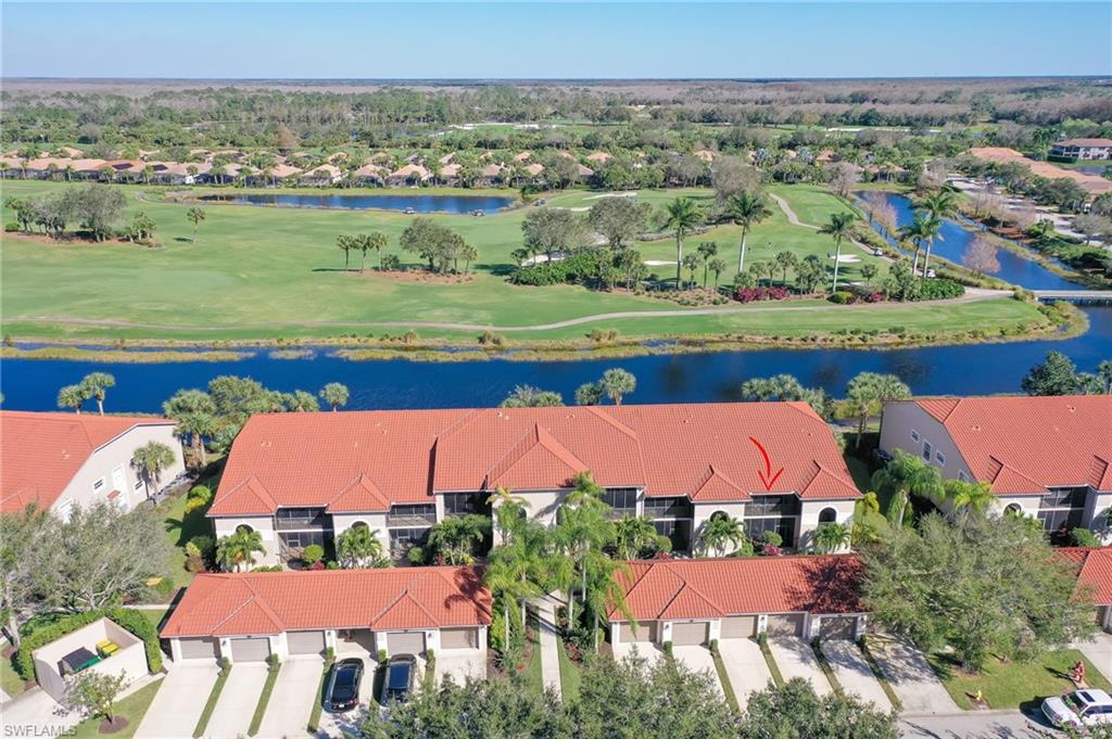 an aerial view of a house with a garden