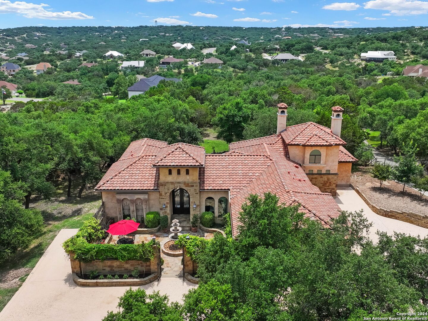 an aerial view of a house