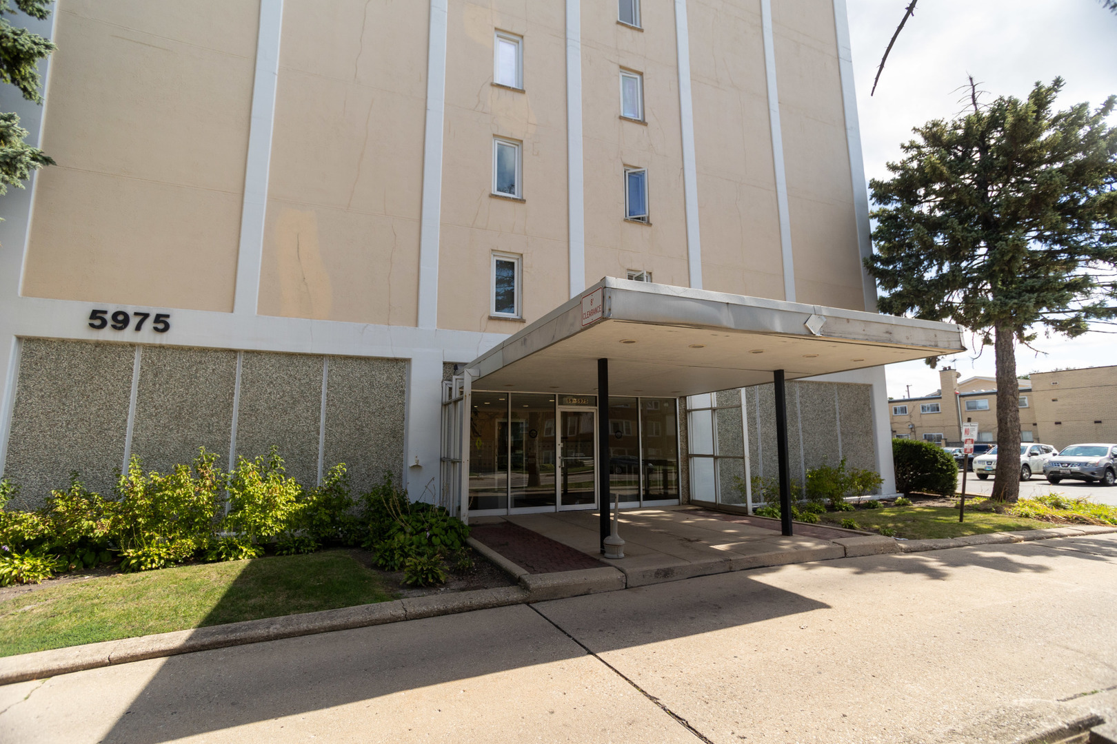 a view of a building with entrance