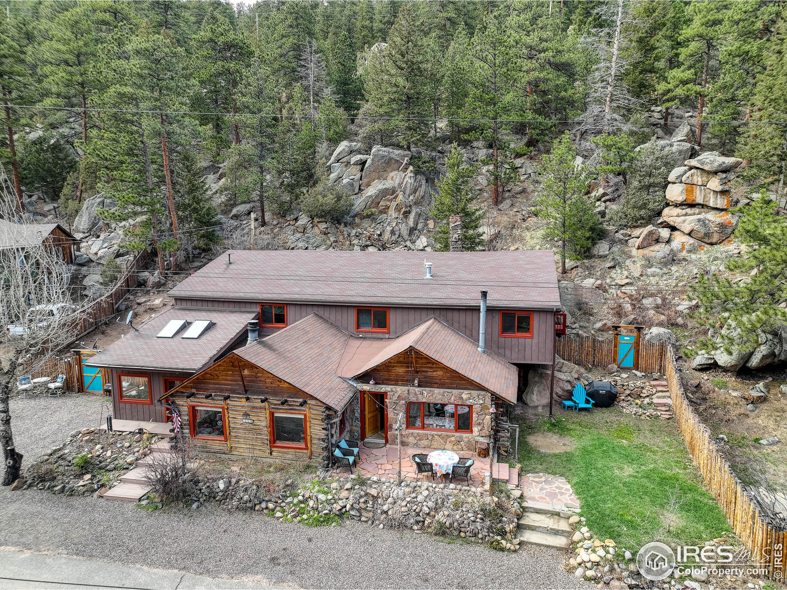 an aerial view of a house