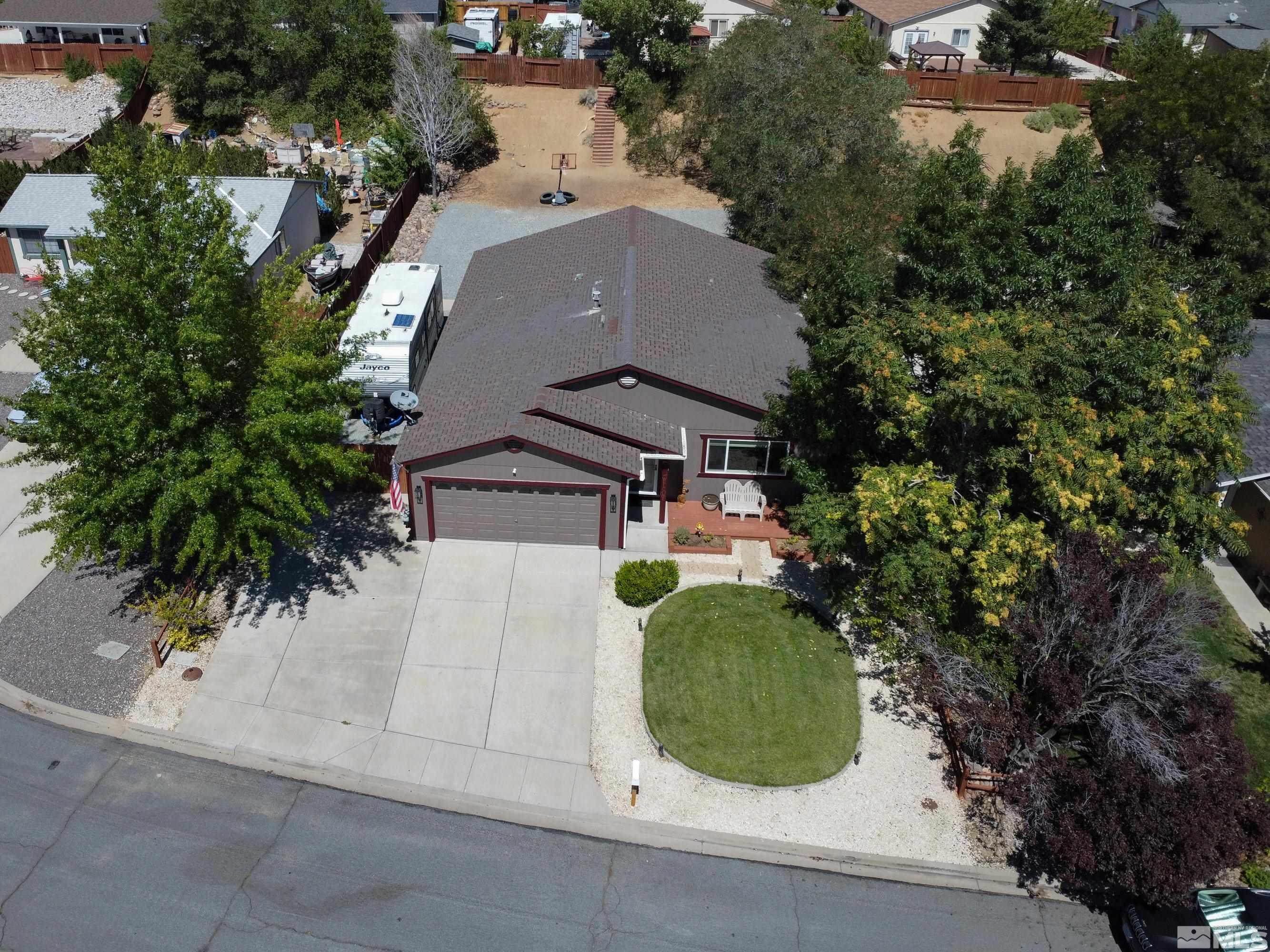 an aerial view of a house