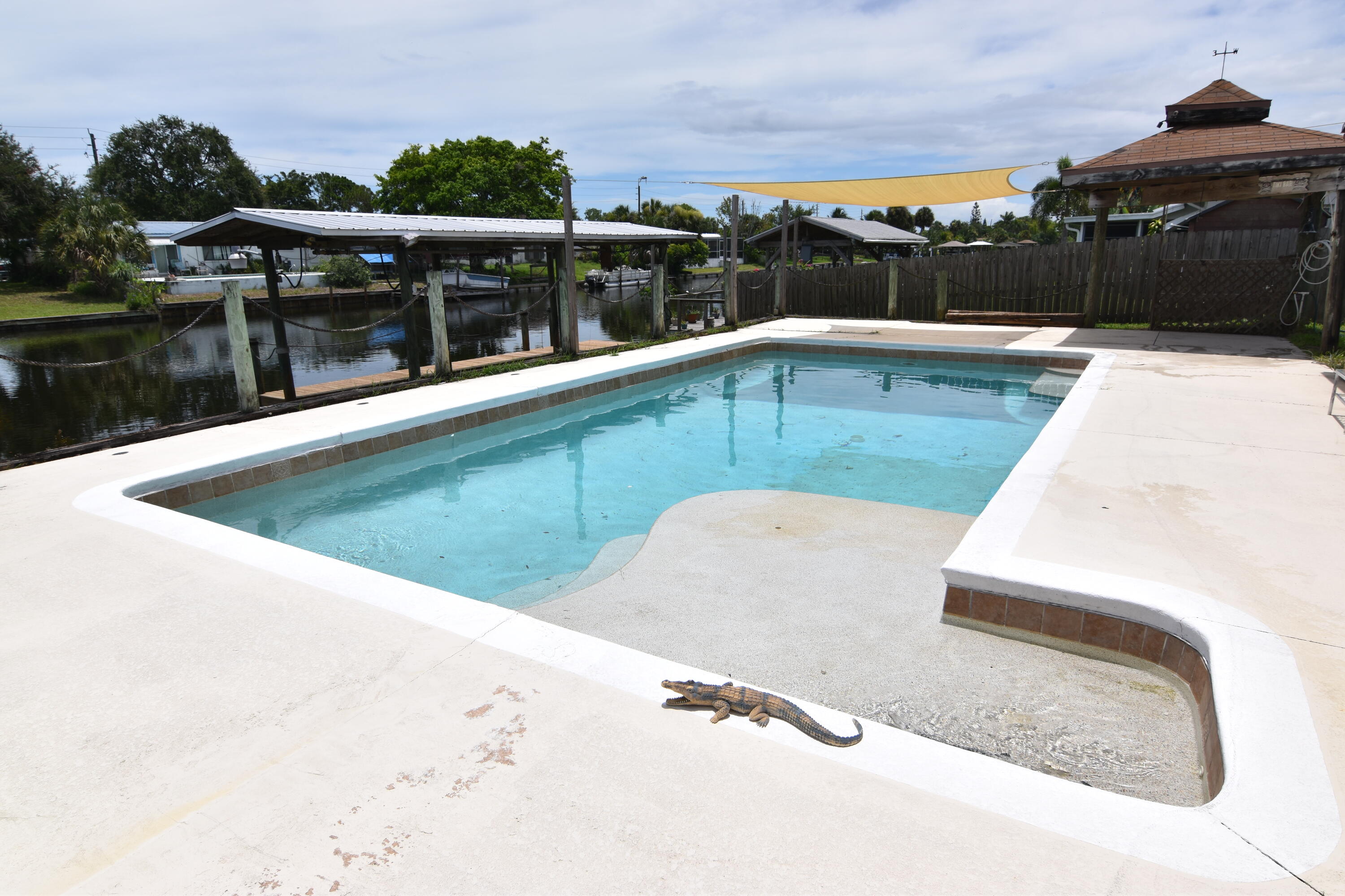 a view of swimming pool with a lounge chair