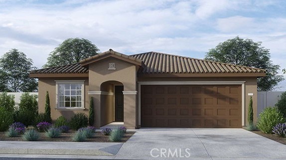 a front view of a house with garage