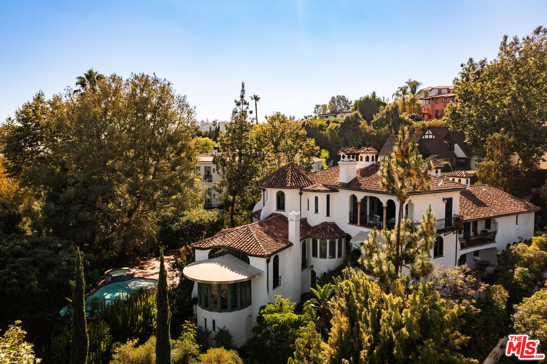 an aerial view of a house