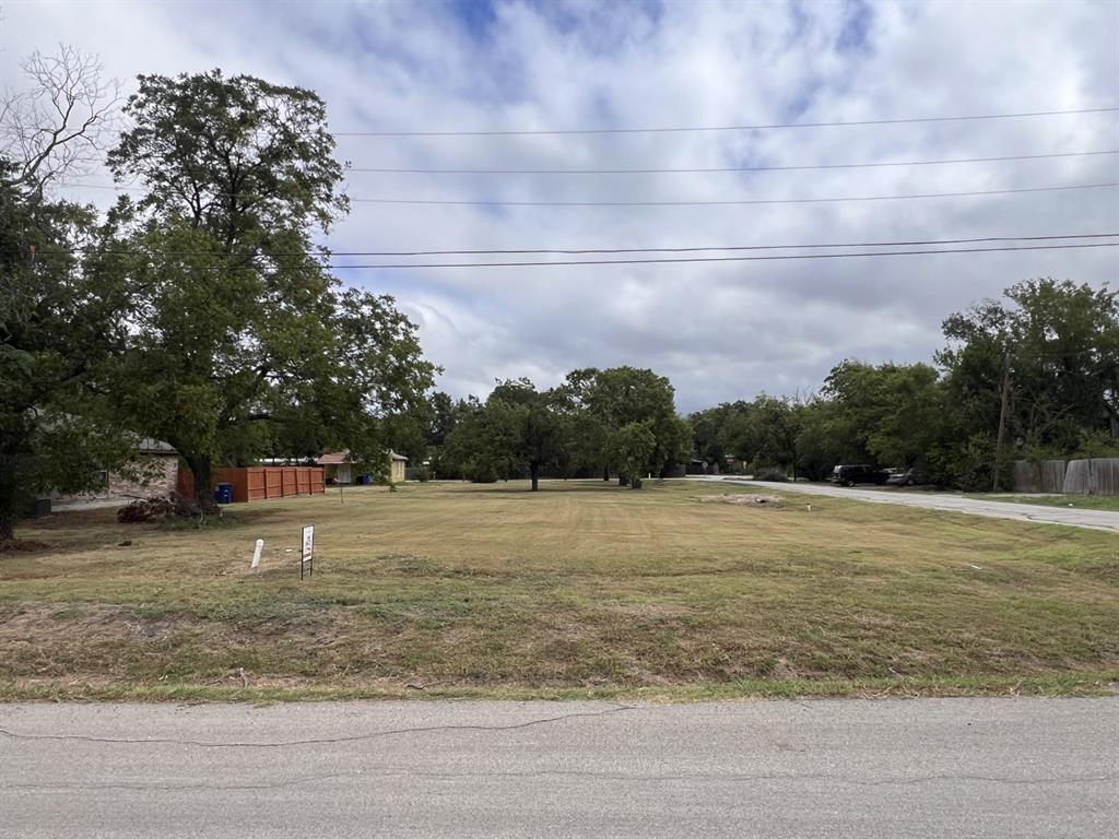 a view of a field with an trees