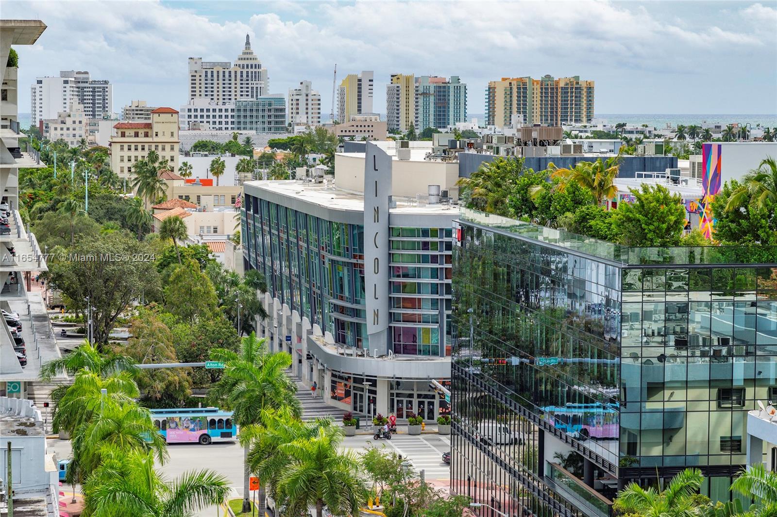 a city view with tall buildings