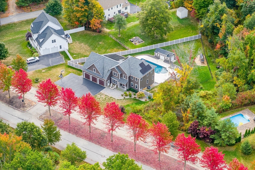 an aerial view of a house