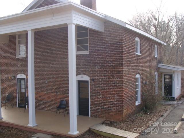 a brick building with a window