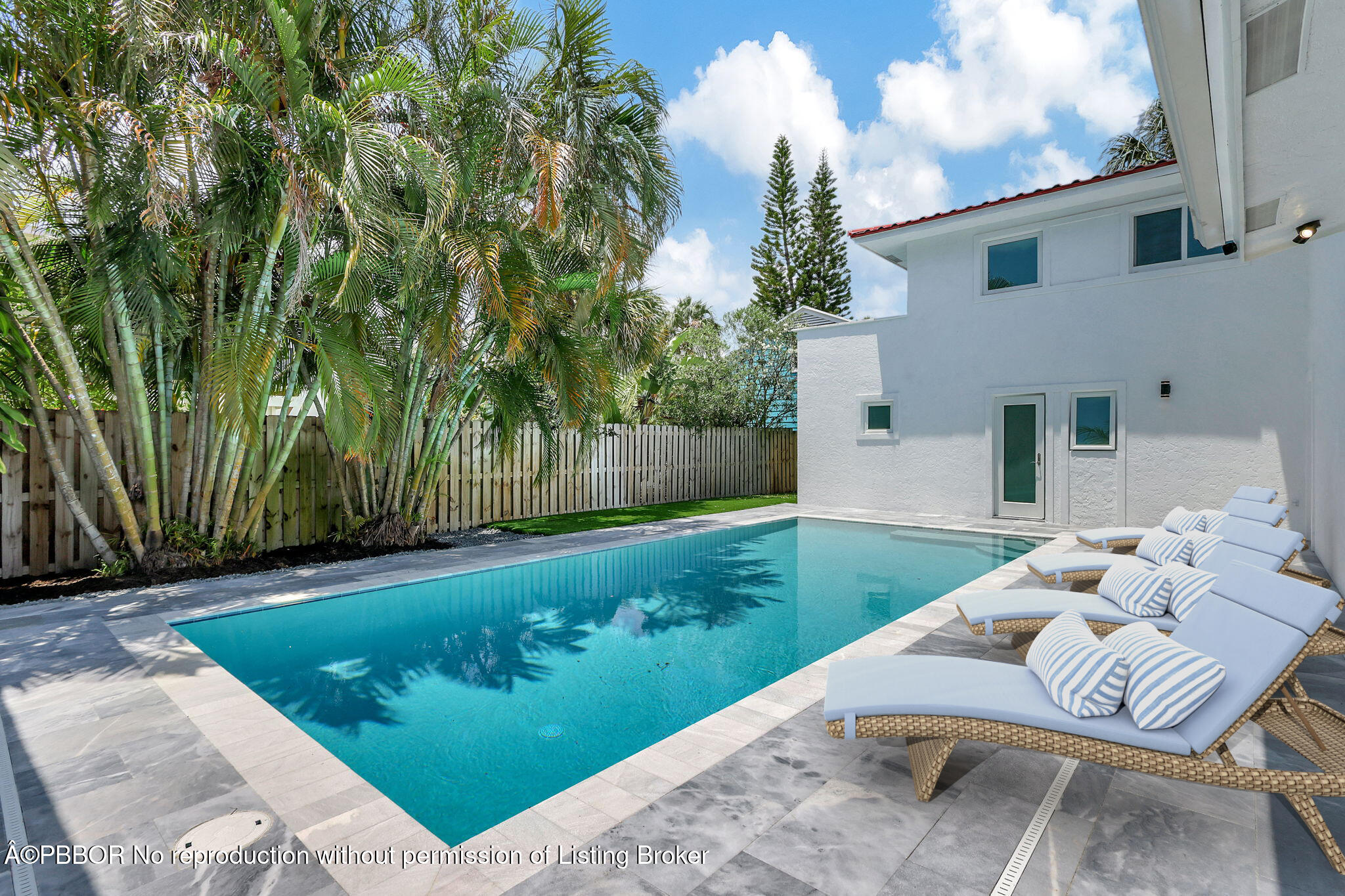 Pool area virtually staged