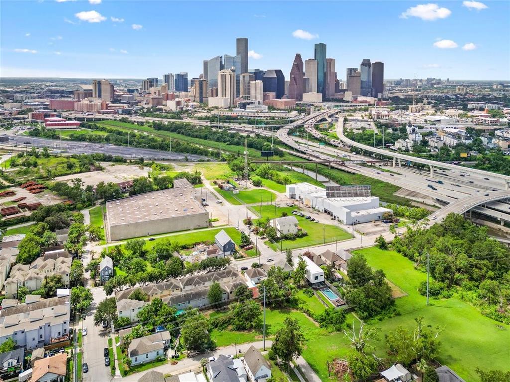 a view of a city with tall buildings