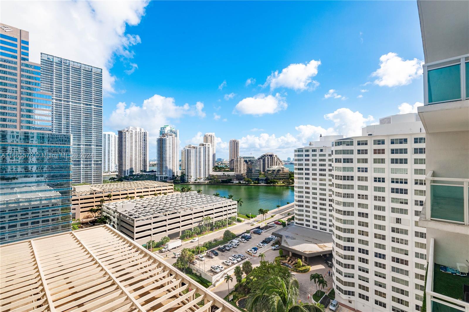 a view of a city with tall buildings