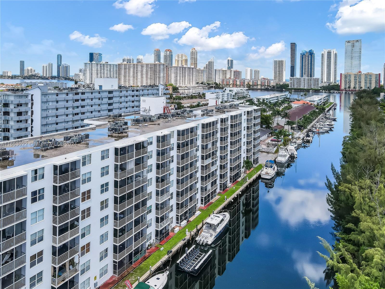 a city view with tall buildings