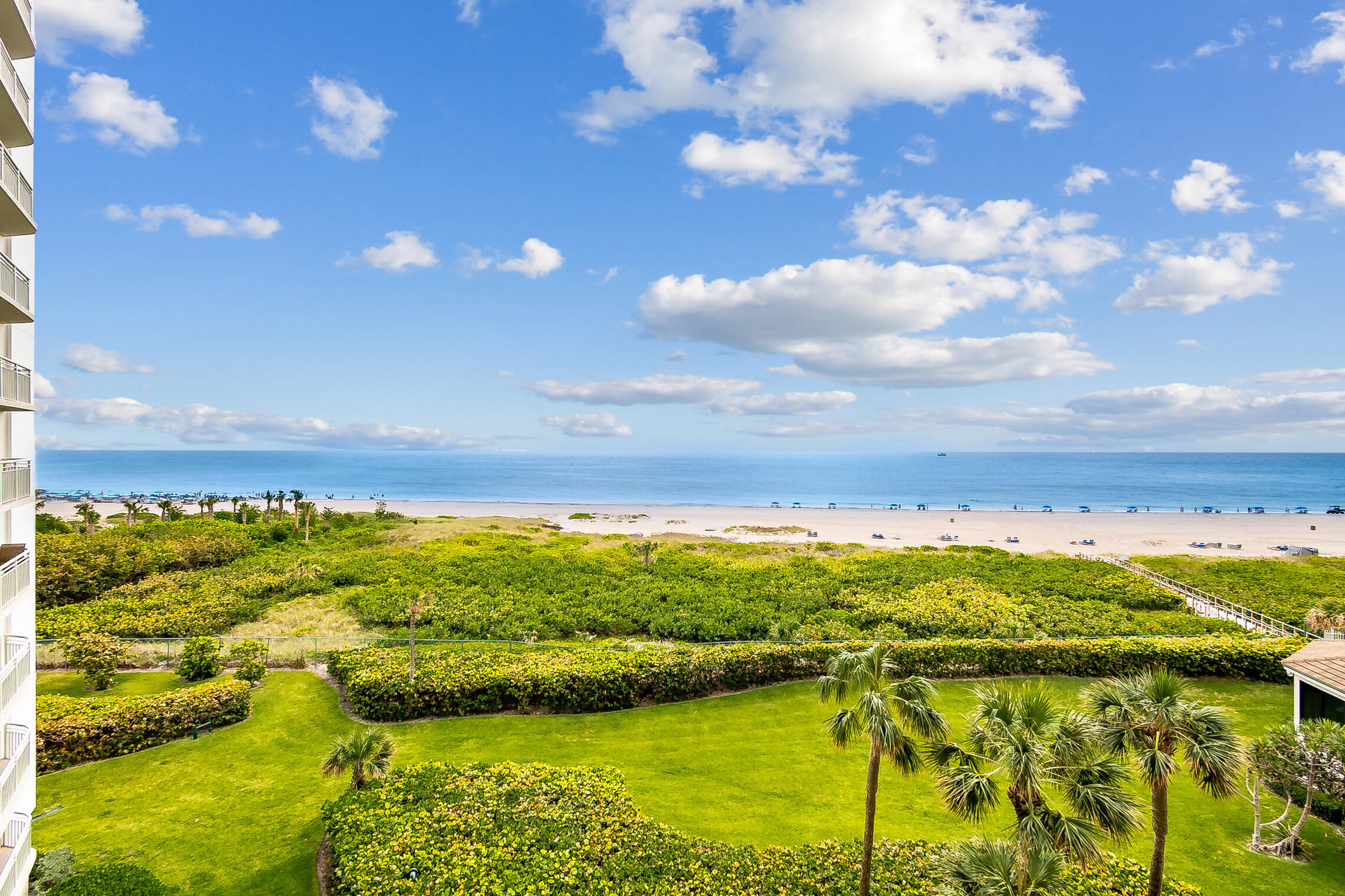 a view of an ocean from a yard