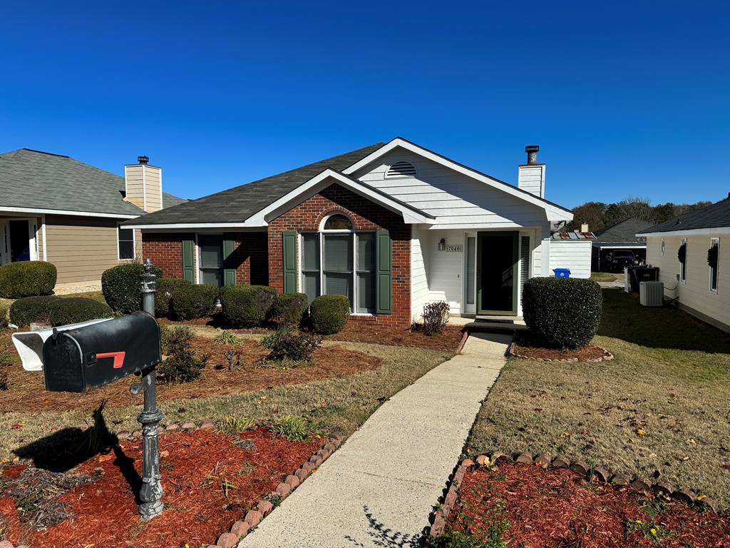 a front view of a house with patio