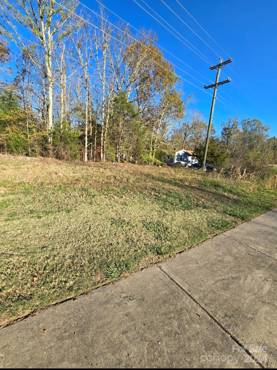 a view of a yard with an trees