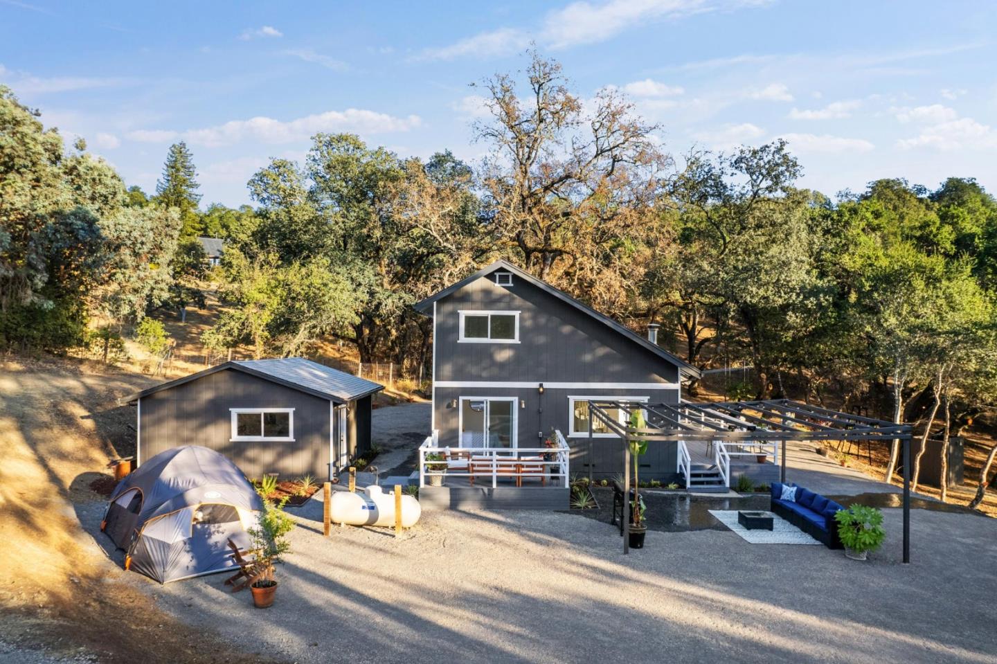 a view of a house with a patio