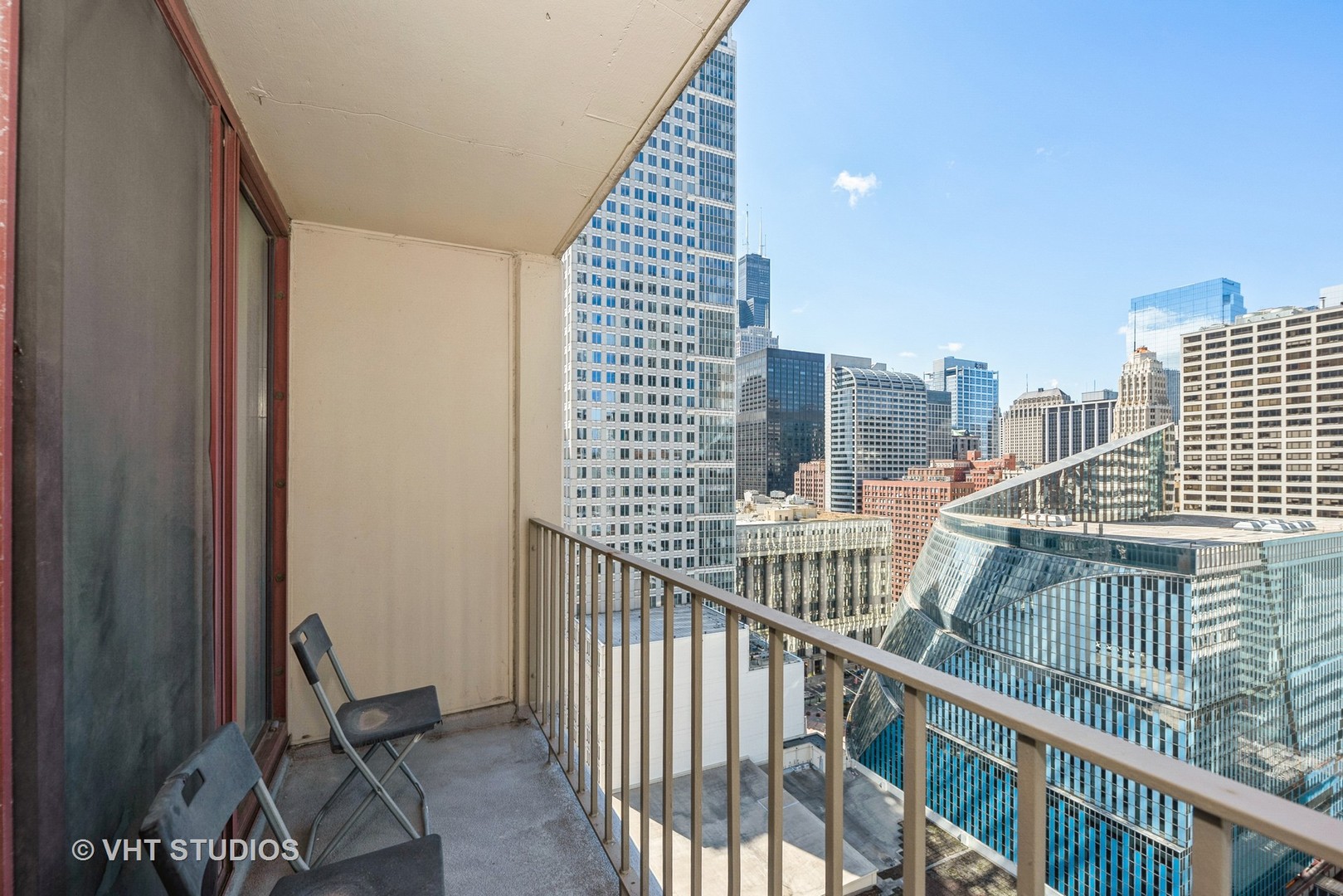 a view of balcony with city view