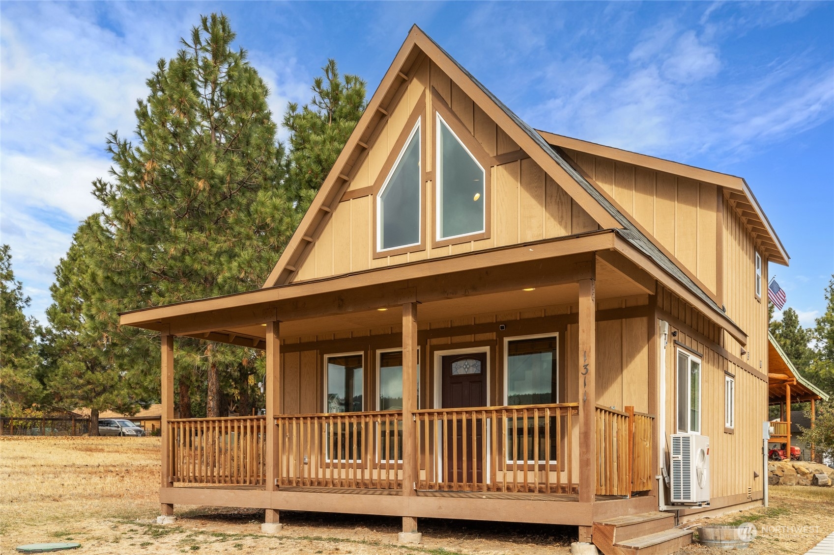 a view of a house with a porch