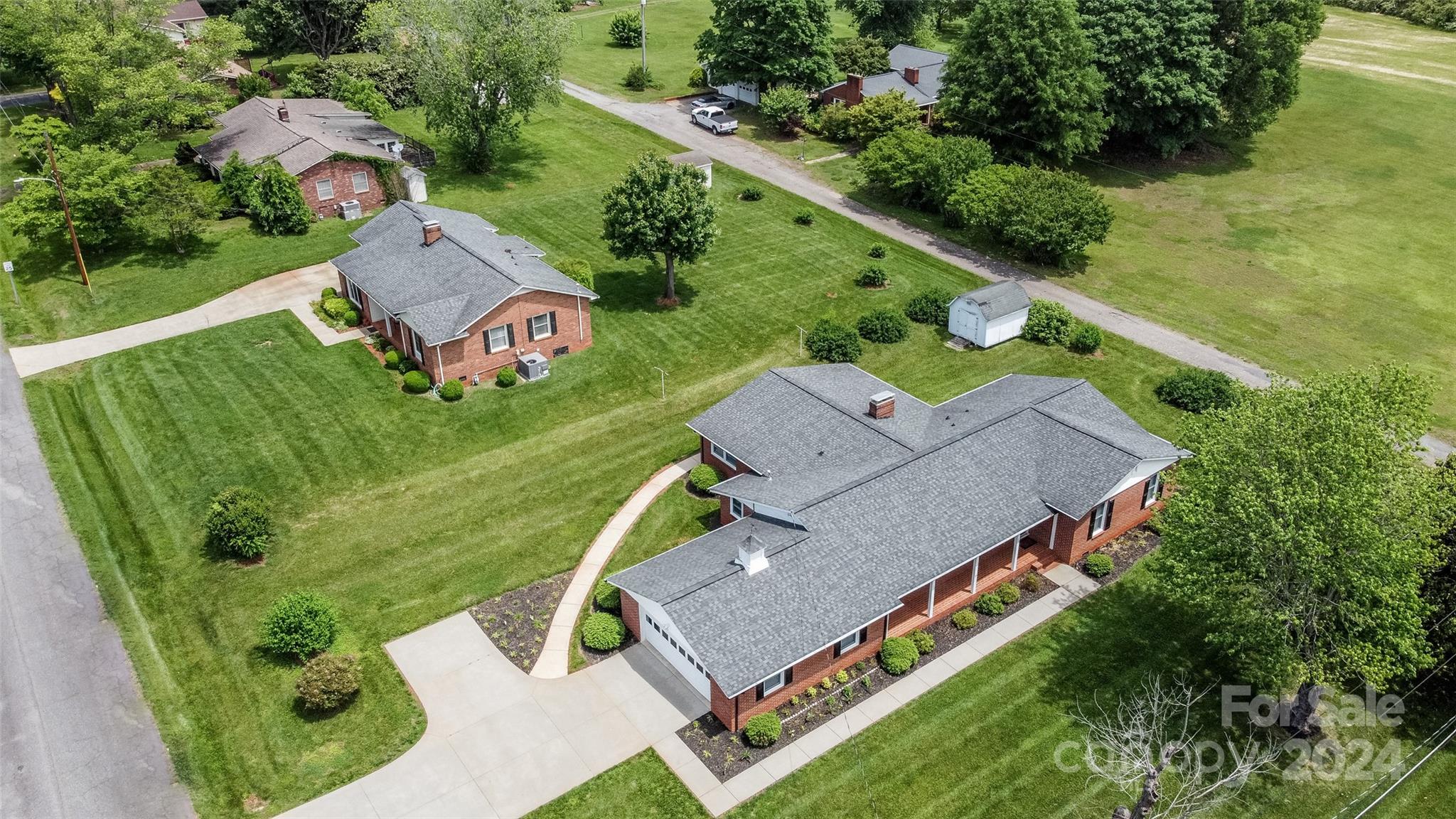 an aerial view of a house