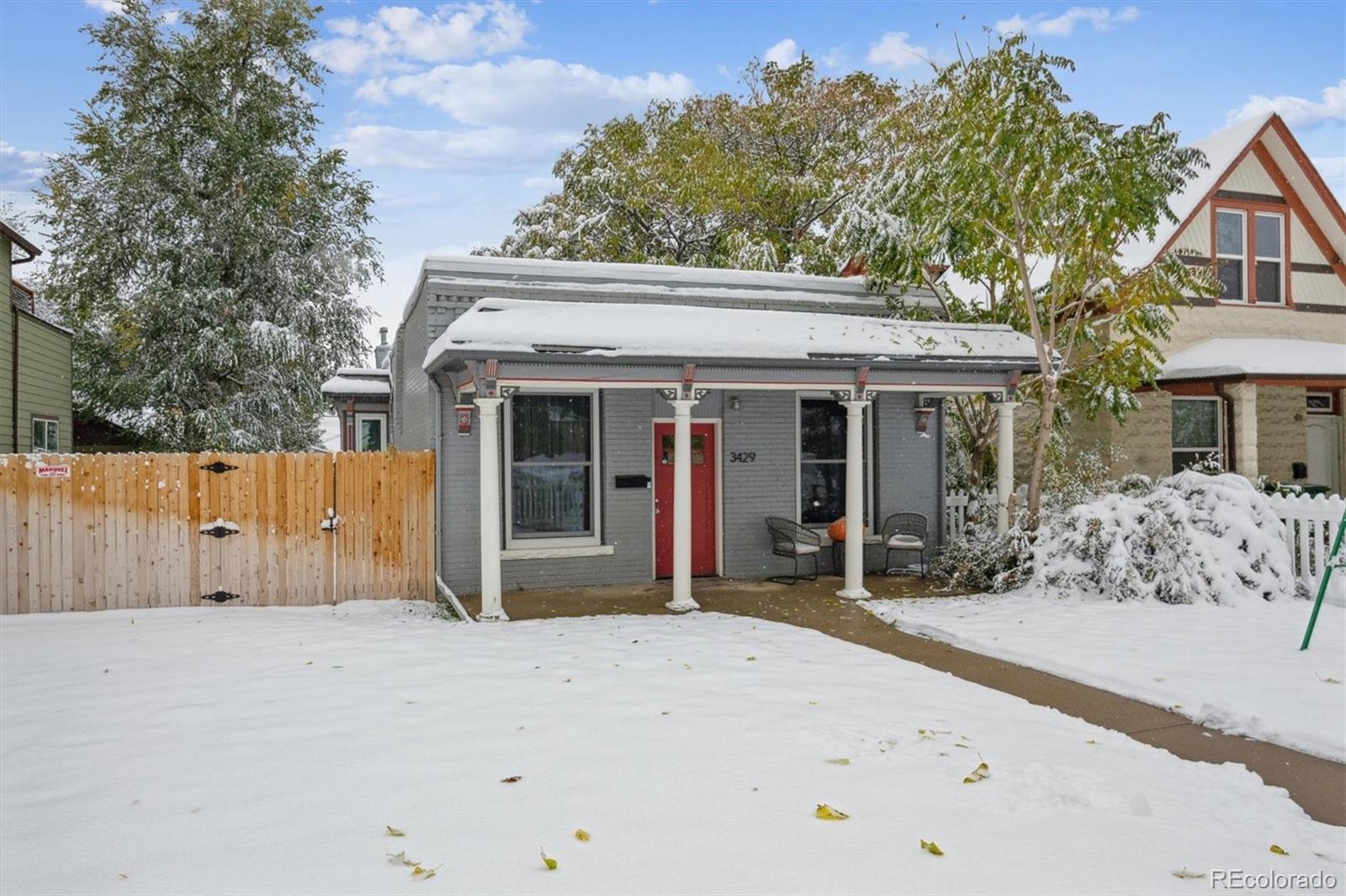 front view of a house with a outdoor space