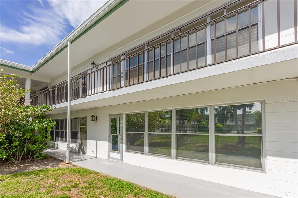 a view of a building with a outdoor space