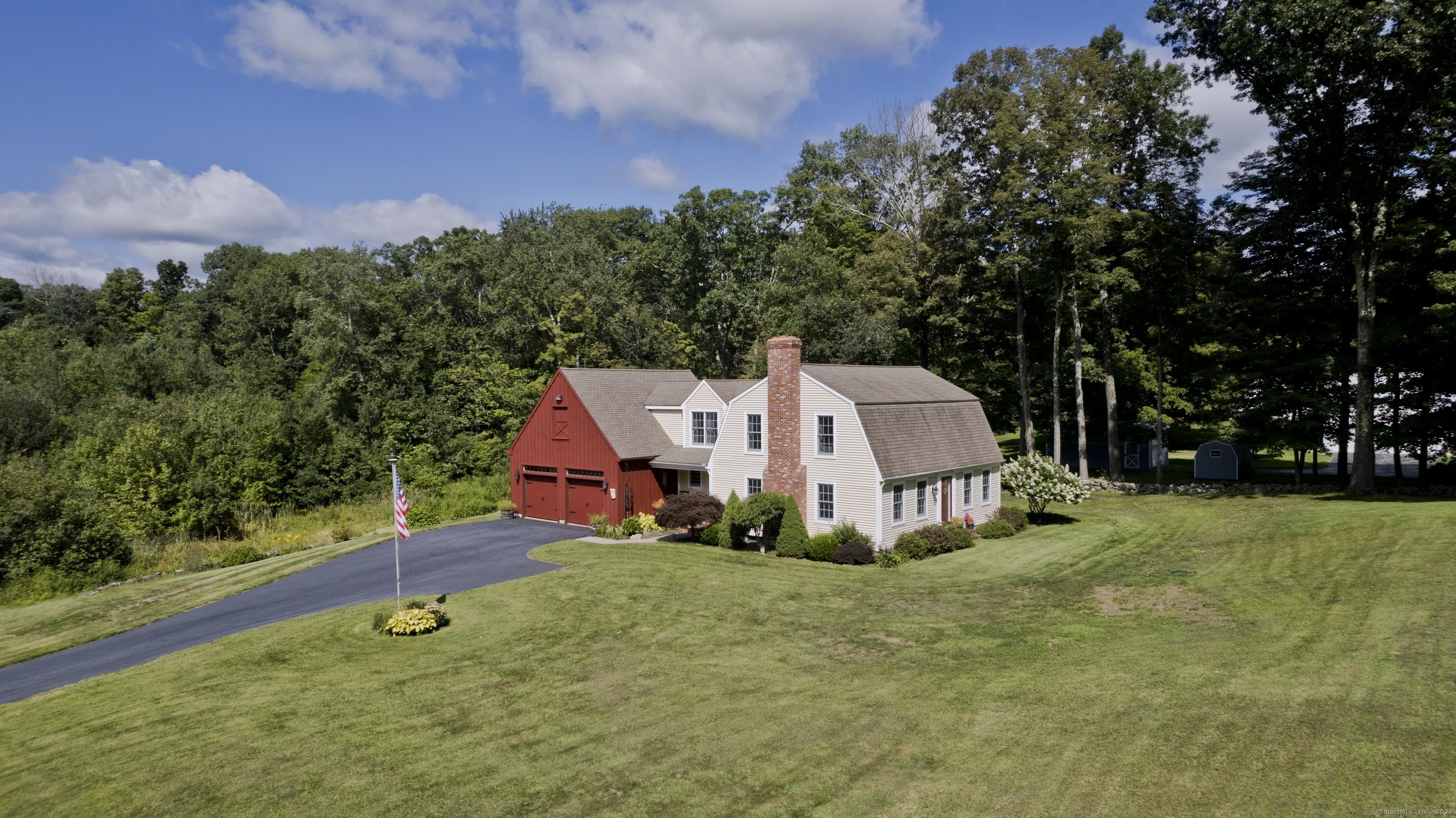 an aerial view of a house