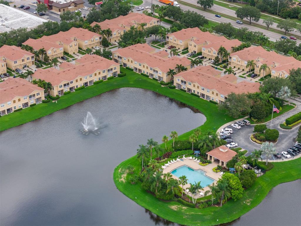 an aerial view of a house