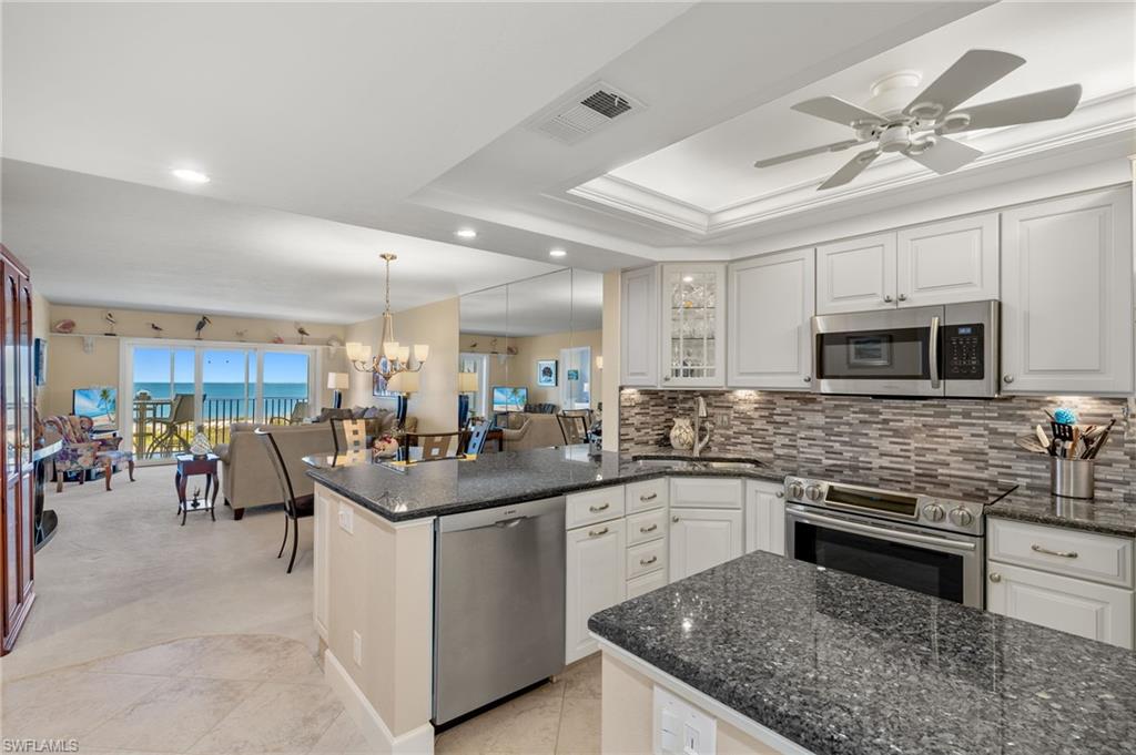 a kitchen with lots of counter top space