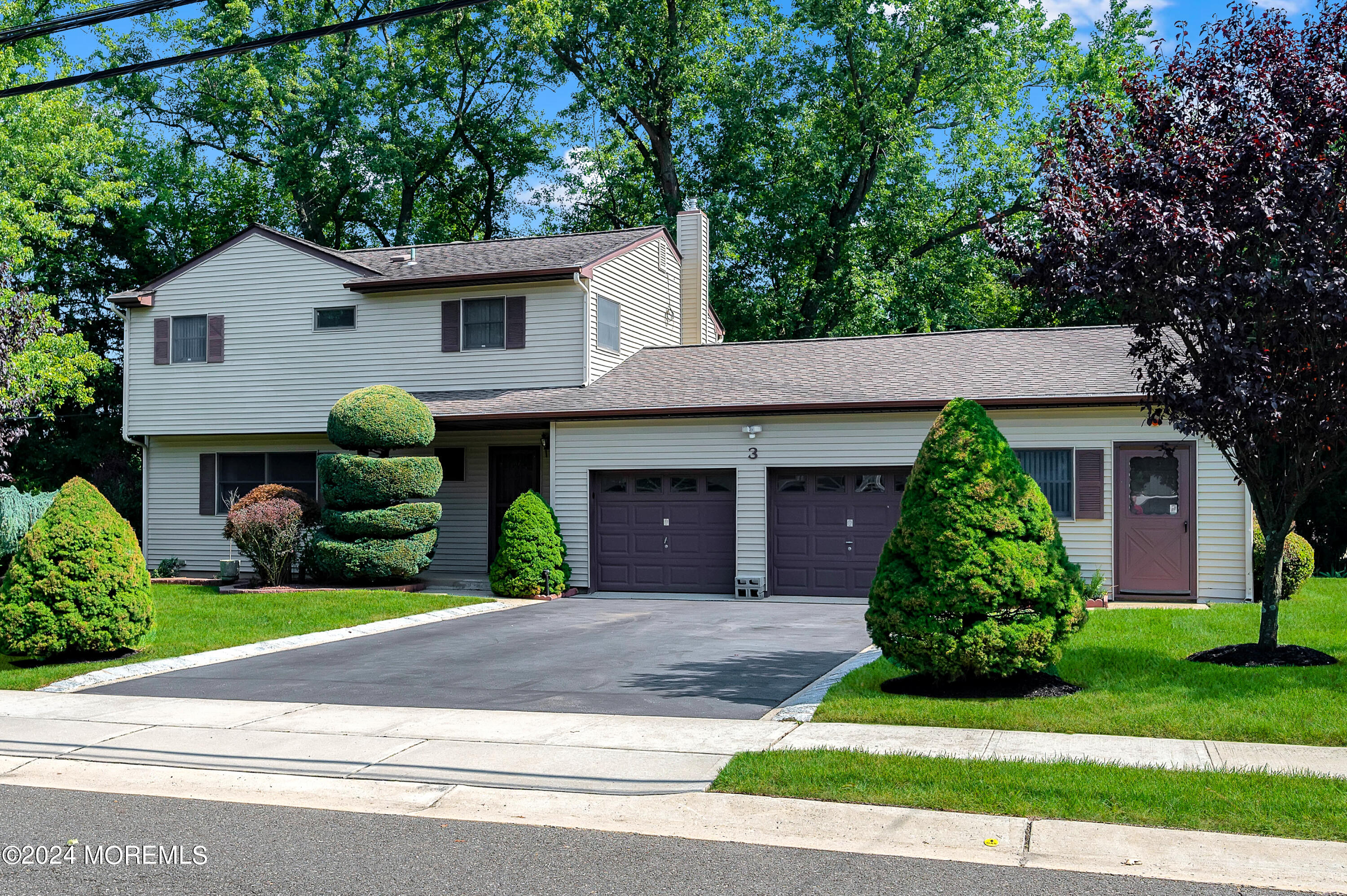 a front view of a house with a garden and plants