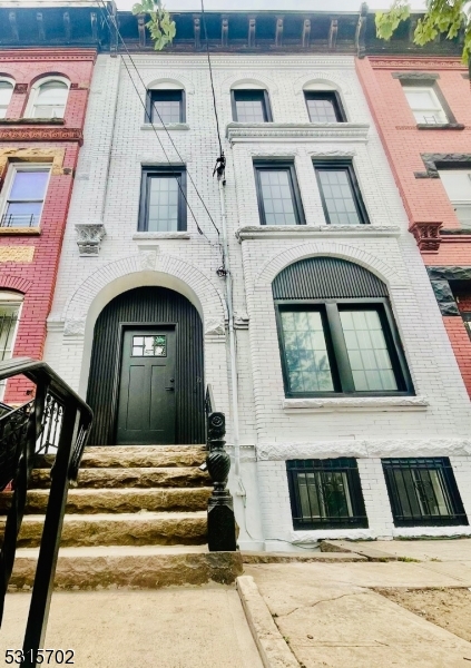 a view of a building with a door