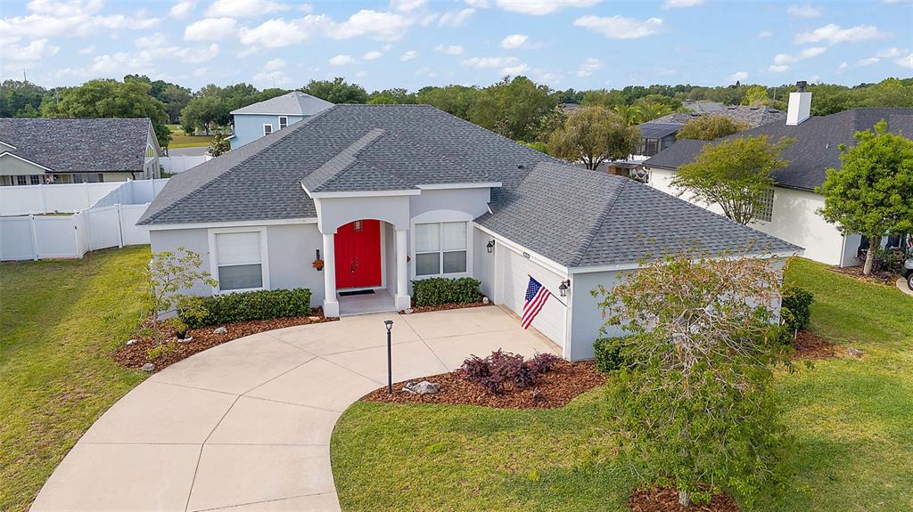 an aerial view of a house