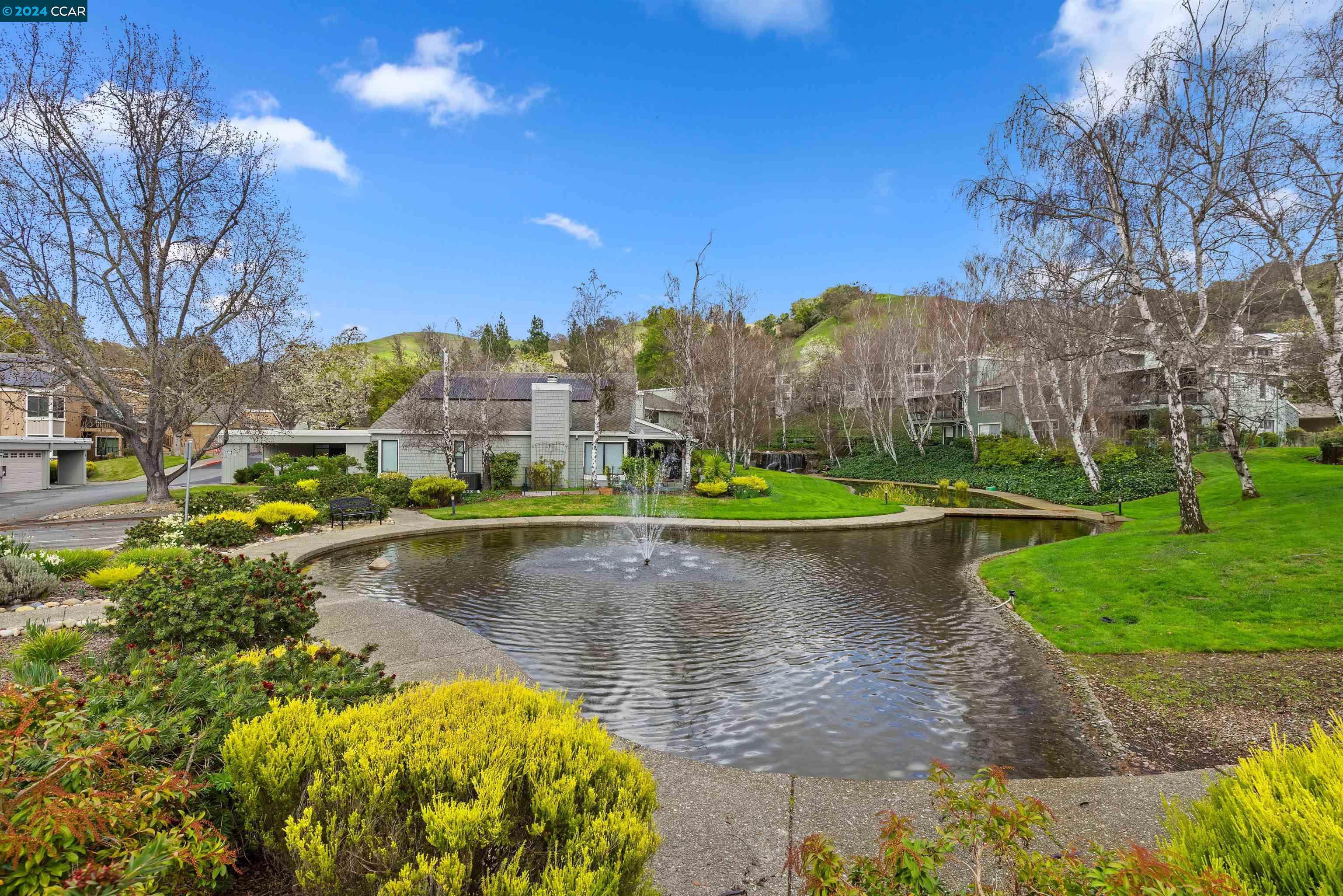 a view of a lake with houses