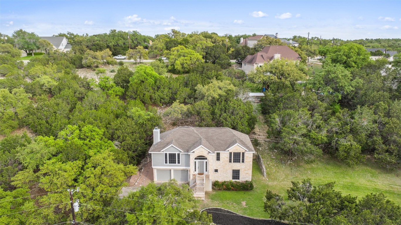 an aerial view of a house