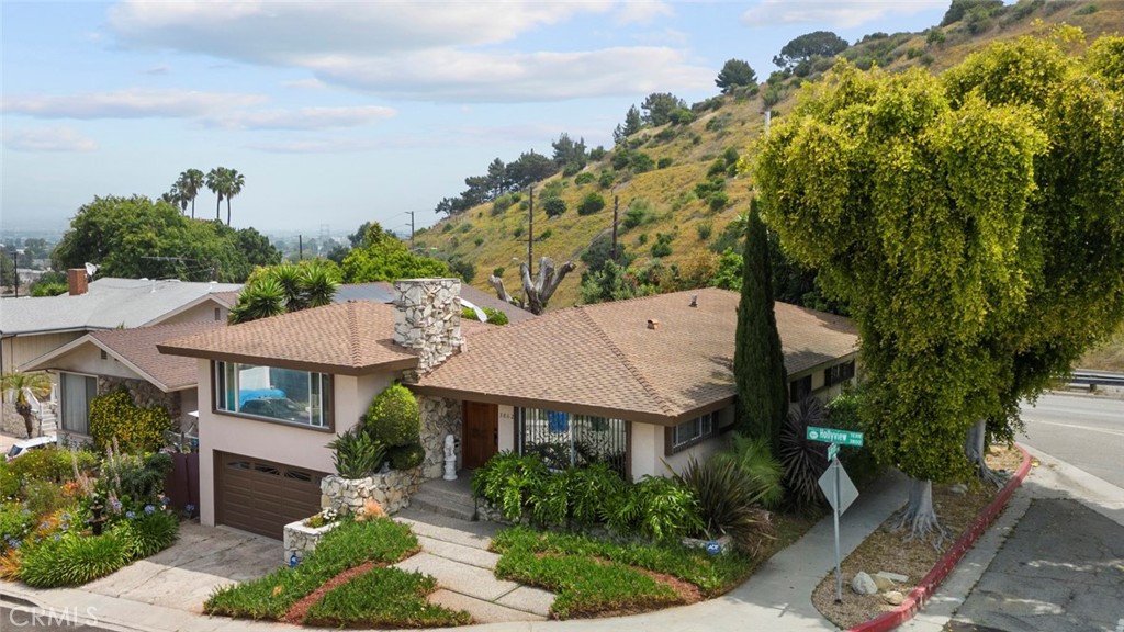 an aerial view of a house