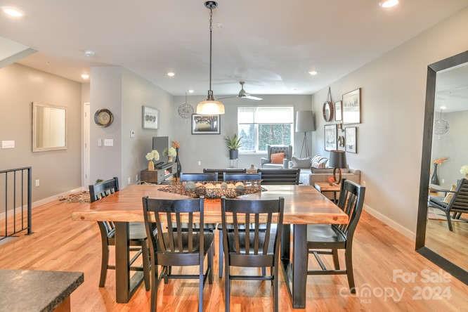 a view of a dining area with furniture