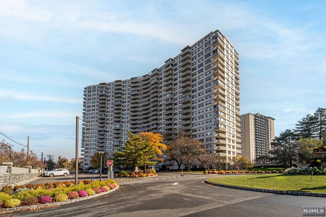 a view of a city with tall buildings