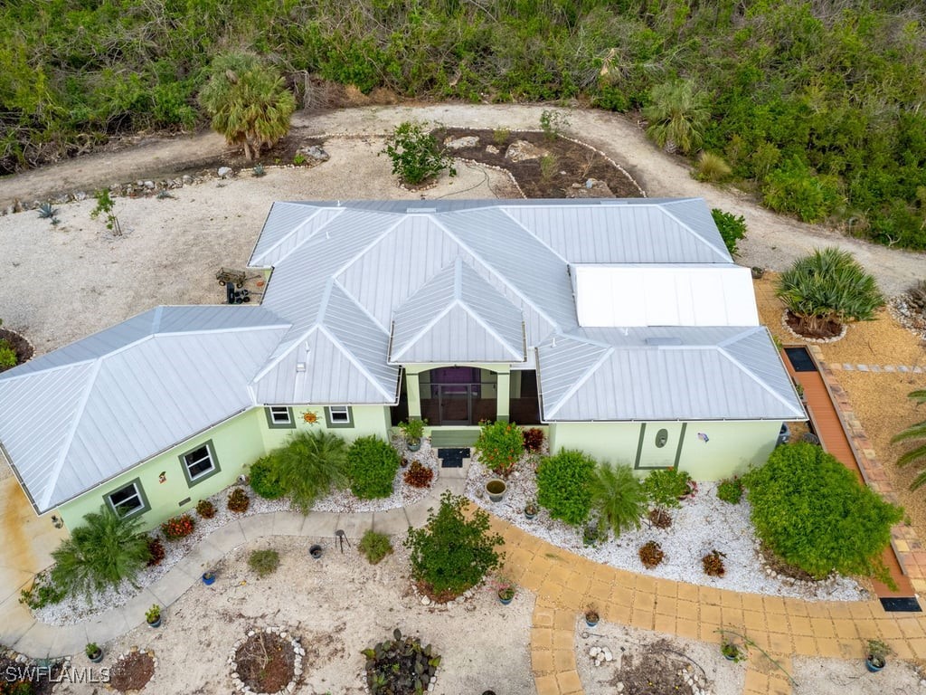 an aerial view of a house