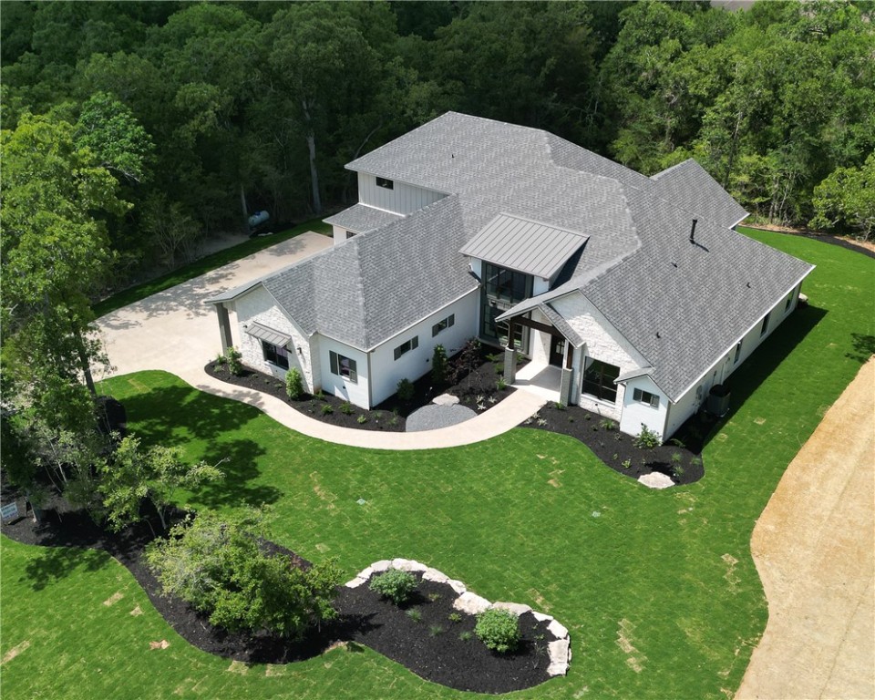 an aerial view of a house