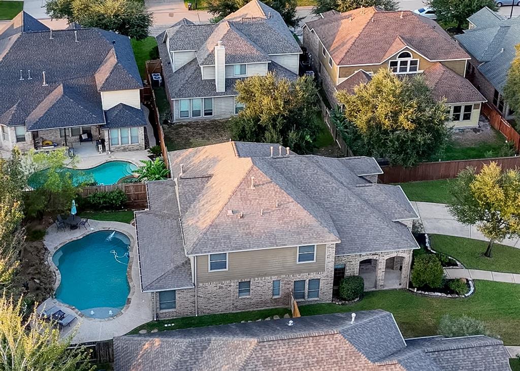 an aerial view of a house