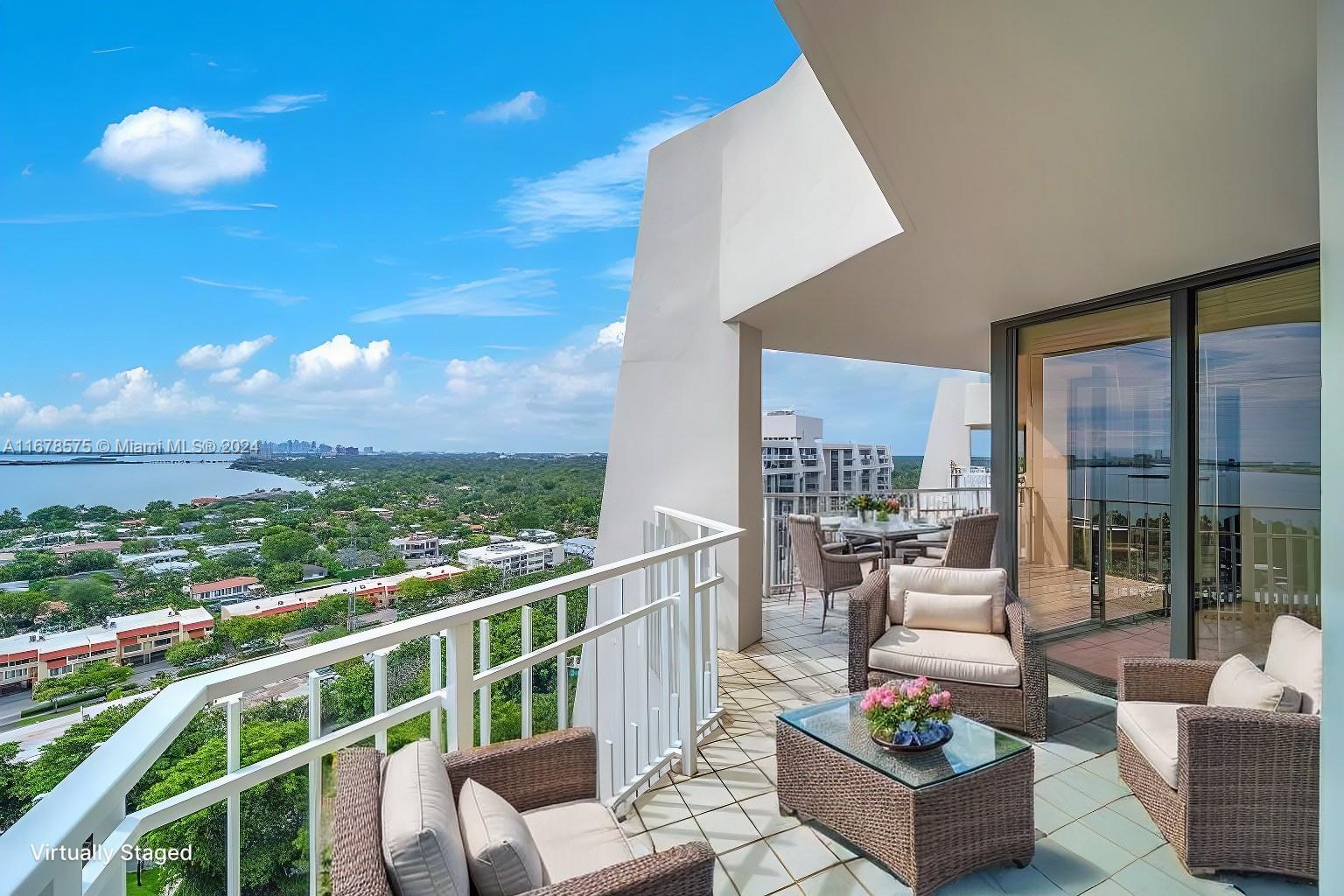 Virtually staged on the extra long balcony