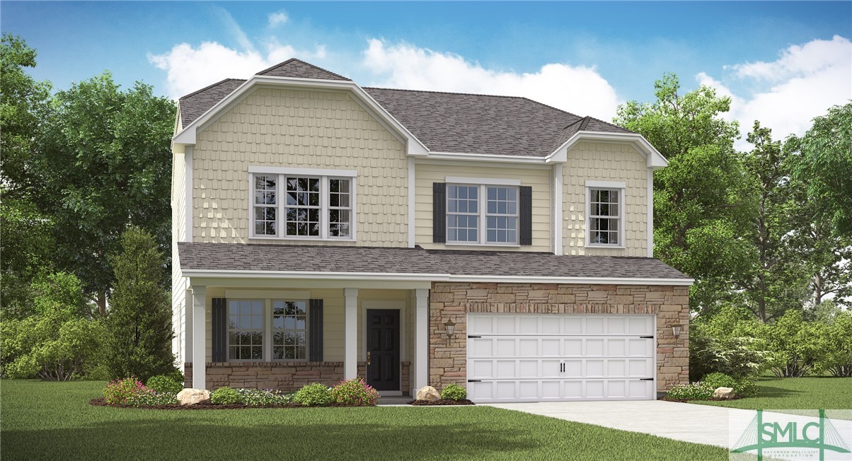 The Evans floor plan front elevation photo. *Floor