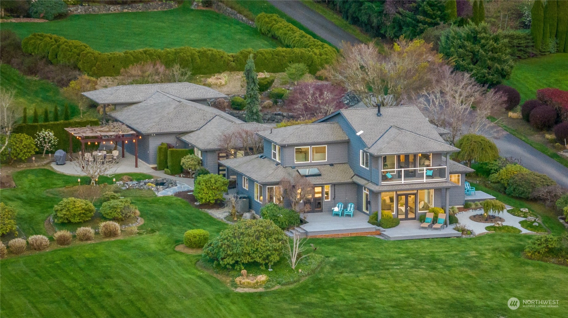 an aerial view of a house