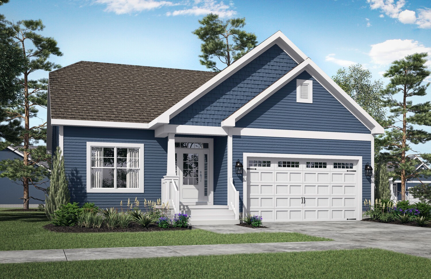 Welcome Home! This is our Camden Plan. It's a natural single-story home. Rendering shown is the included elevation for the base price shown.