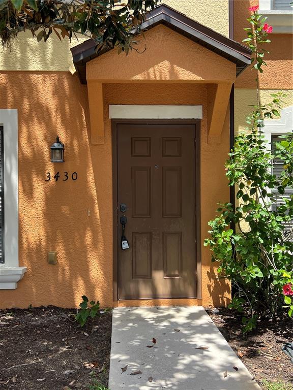 a view of a wooden door