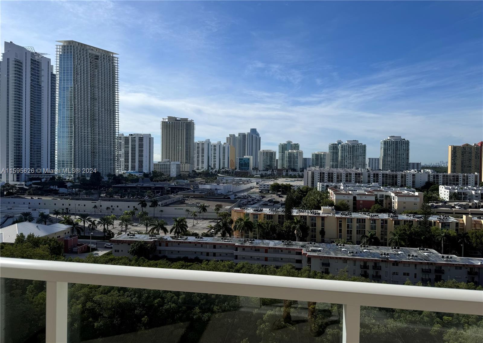 a city view with tall buildings